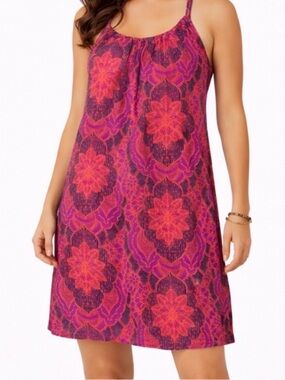 Prana Pink Purple Floral Print Strappy Back Dress Women’s Small Boho Summer